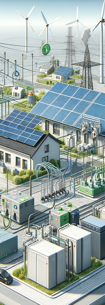 DALL·E-2023-12-19-05.13.38-A-detailed-illustration-of-a-microgrid-system.-The-image-should-show-a-small-scale-power-grid-that-is-connected-to-the-main-power-grid-but-also-capab